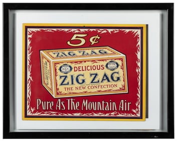 Zig Zag The New Confection Cardboard Sign. McKeesport, PA: ...