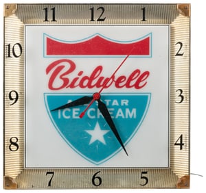 Bidwell All Star Ice Cream Lighted Wall Clock. [Cincinnati,...