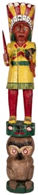 Cigar Store Indian Warrior in Headdress with Knife and Toma...