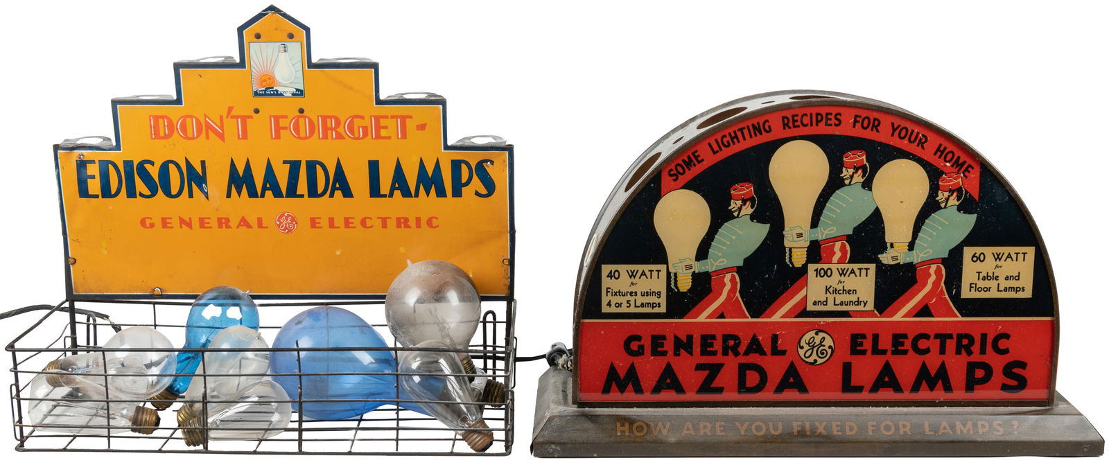 Pair of Countertop Edison Mazda and GE Light Bulb Displays.... (1 of 1)