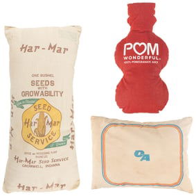 Group of 3 Advertising Pillows. [Ca. 20th - 21st centuries]...
