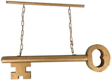 Home-Made Hanging Key Trade Sign. Tin and wood “key” sign w...