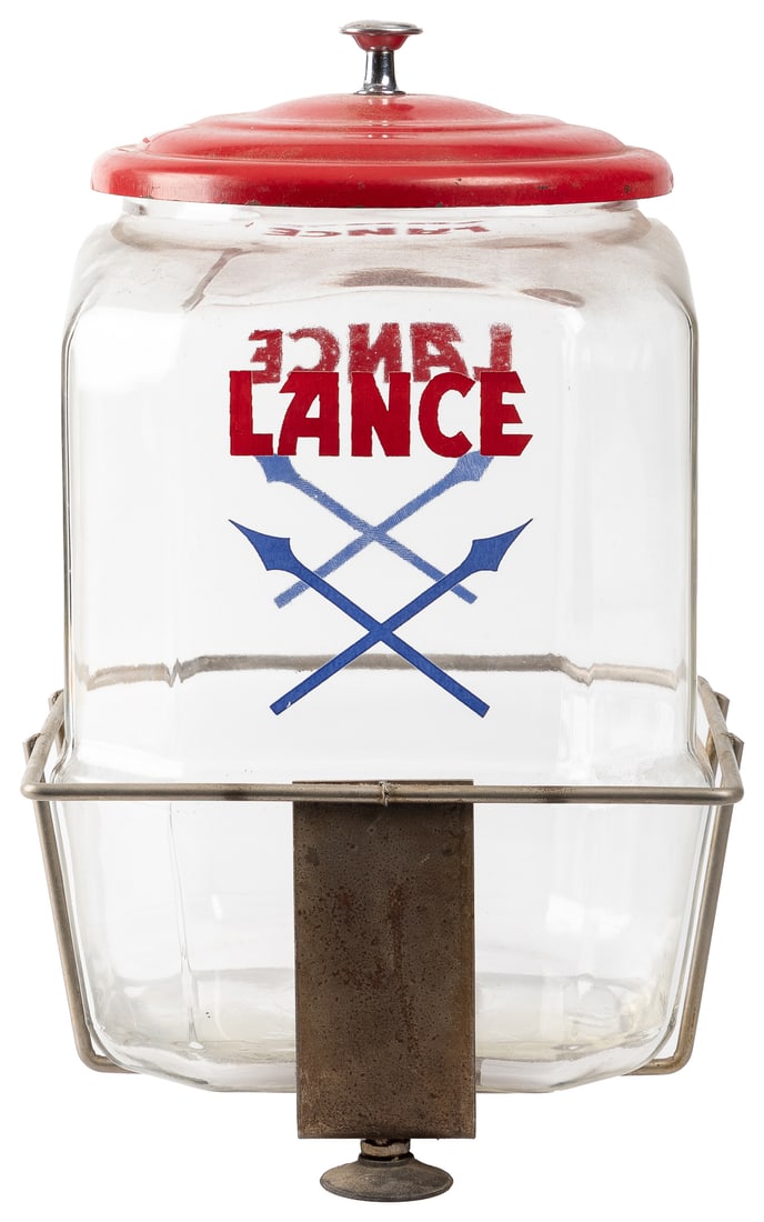 Lance Crackers Jar with the Original Metal Frame Stand with... (1 of 1)