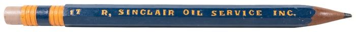 Large Painted Wood Pencil Trade Sign, “17 R. Sinclair Oil S...