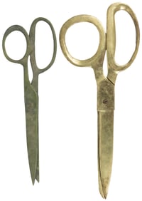 Large Metal Scissors. [Ca. 20th century]. Brass (?) scissor...