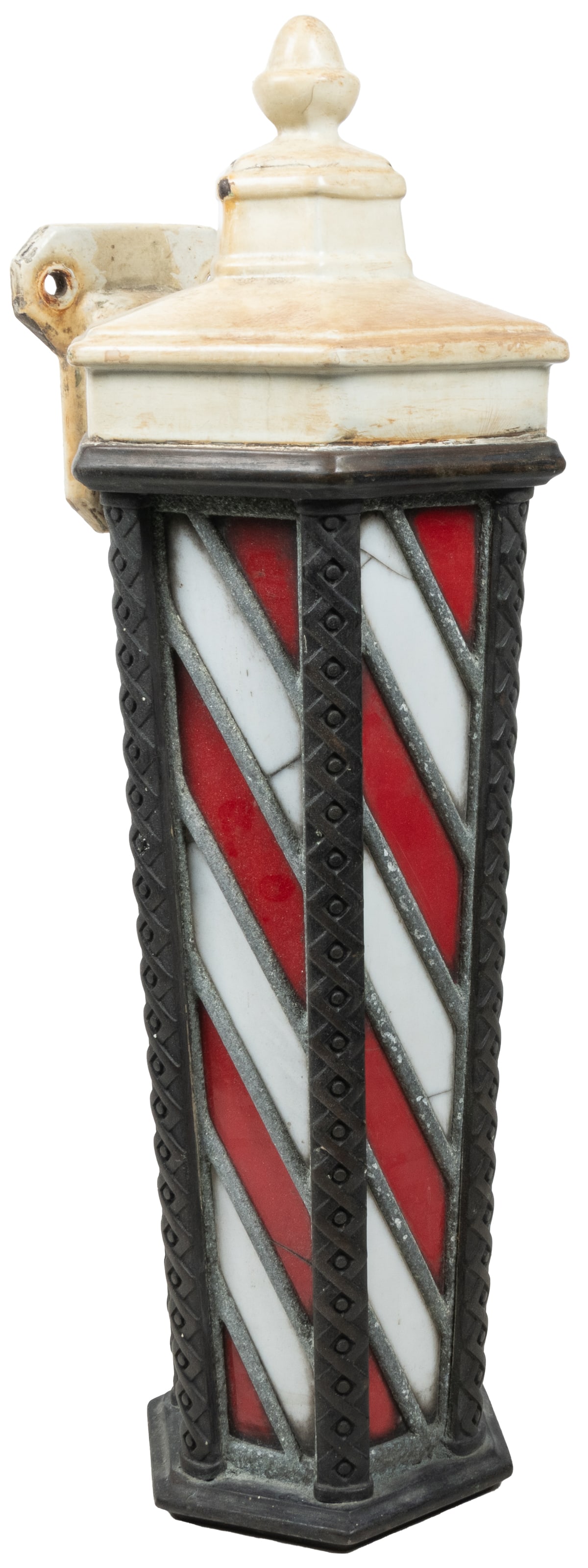 Attr. Koken Porcelain and Glass Barber Pole. Early 20th cen... (1 of 2)