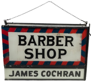 Barber Shop / James Cochran Double-Sided Light-Up Sign. [Ca...