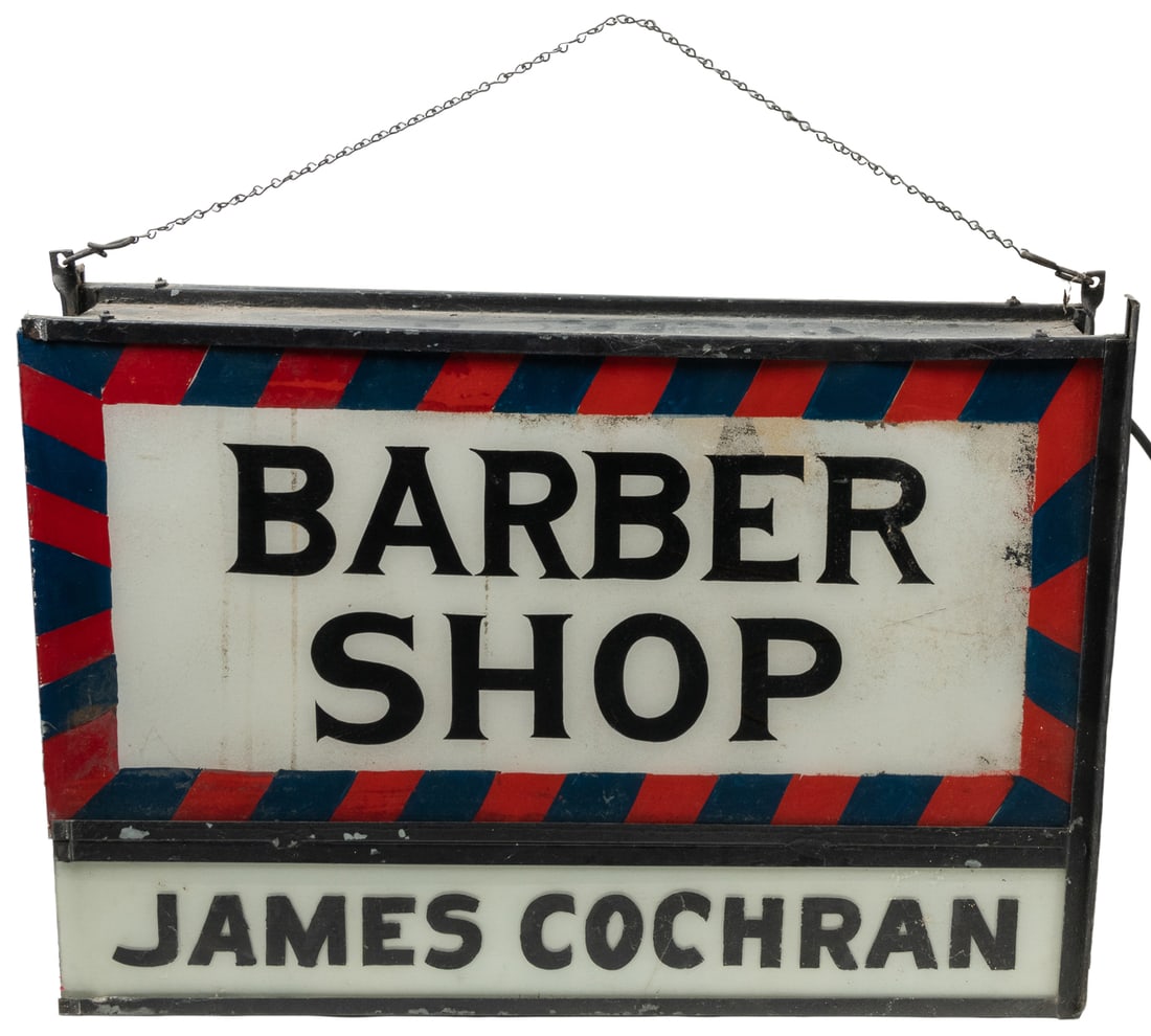 Barber Shop / James Cochran Double-Sided Light-Up Sign. [Ca... (1 of 4)