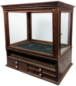 R.J. Roberts Razor Scissors Display Cabinet. Oak cabinet wi...