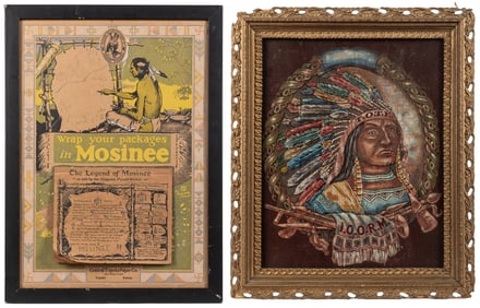 [NATIVE AMERICAN]. A Sign and Banner with Native American I...