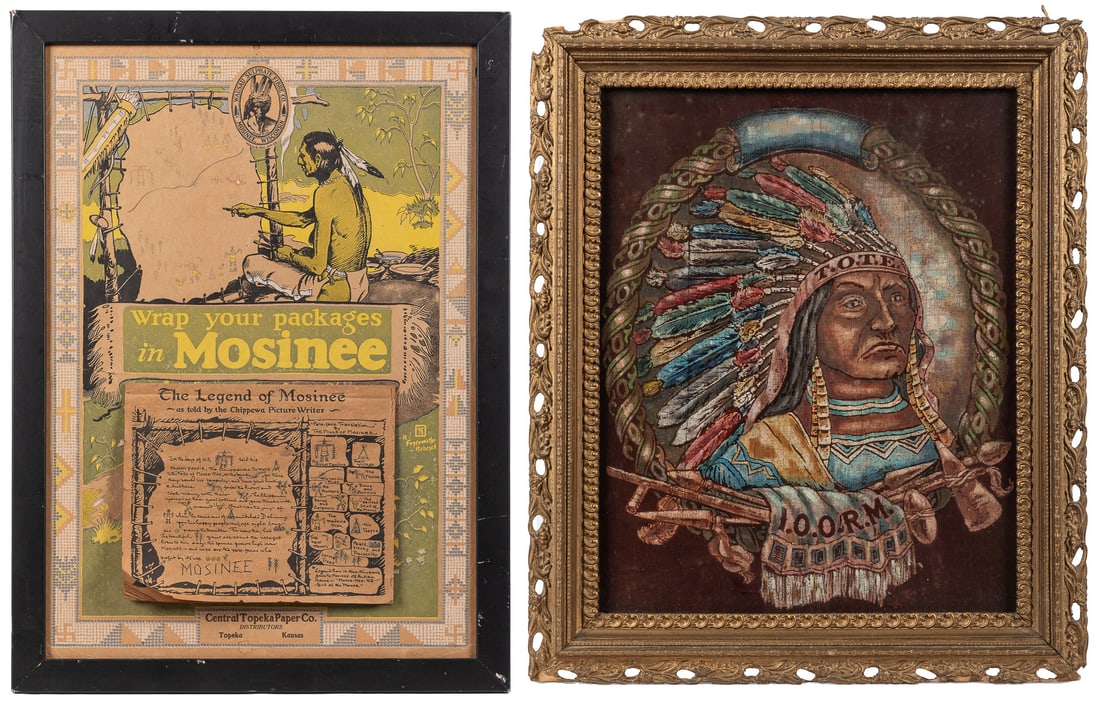 [NATIVE AMERICAN]. A Sign and Banner with Native American I... (1 of 3)