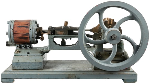 Tabletop Piston Model with Working Wheel and Piston. [Ca. 2...