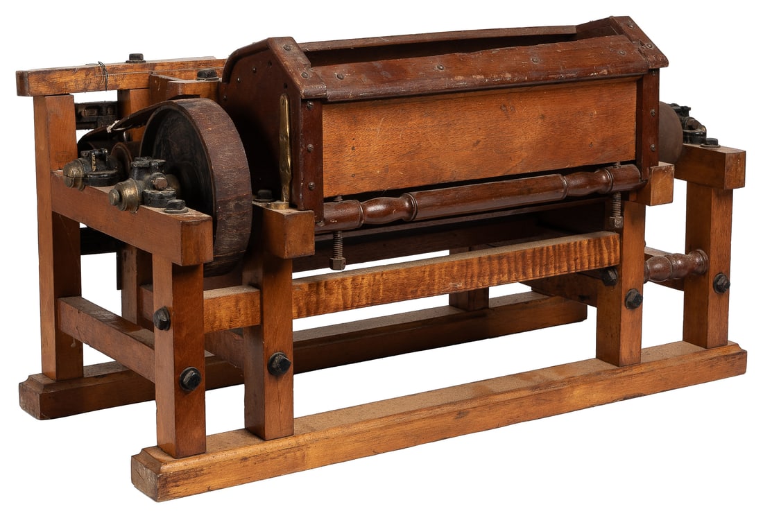 Tabletop Cotton Gin with Rotating Saw Blades and Brushes. [... (1 of 3)