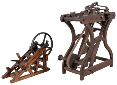 [HAND-BUILT MACHINE MODEL]. Two Wooden Models for Unidentif...