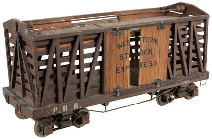 [HAND-BUILT MACHINE MODEL]. Wooden Model for a Railroad Cat...