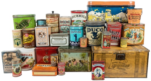 Large Lot of Advertising Tins and Packages. Approximately 3...