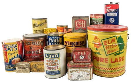 Large Lot of Advertising Tins. Includes approximately 31 pi...
