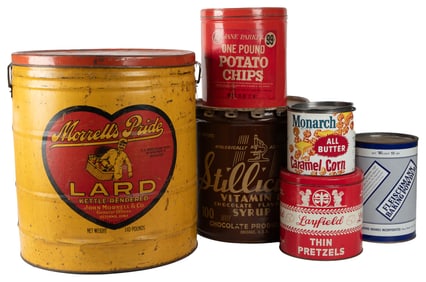 Group of Six Baking and Snack Advertising Tins. Early/mid 2...