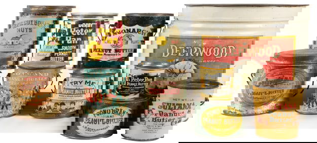 Eight Early Peanut Butter Advertising Tins. Early 20th cent...