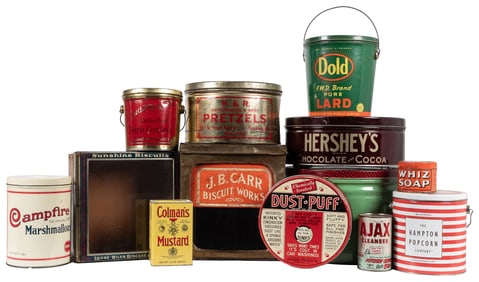 Group of 13 Vintage Advertising Tins for Food or Cleaning P...