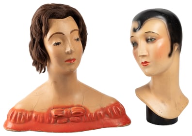 Three Mannequin Busts. Three mannequin heads, including a L...