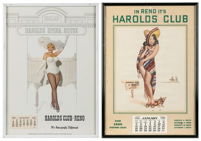 Pair of Harold’s Club Pin-Up Calendars. 1958, 1961. Two cal...