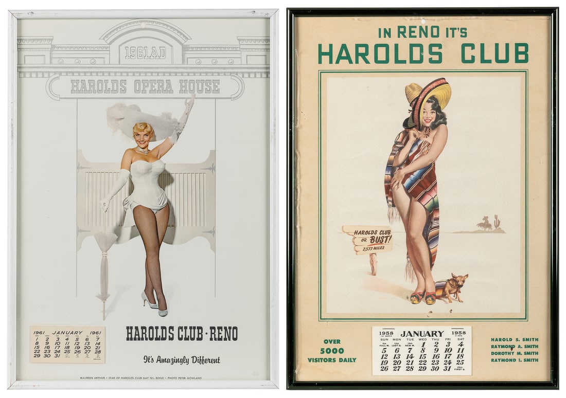 Pair of Harold’s Club Pin-Up Calendars. 1958, 1961. Two cal... (1 of 3)