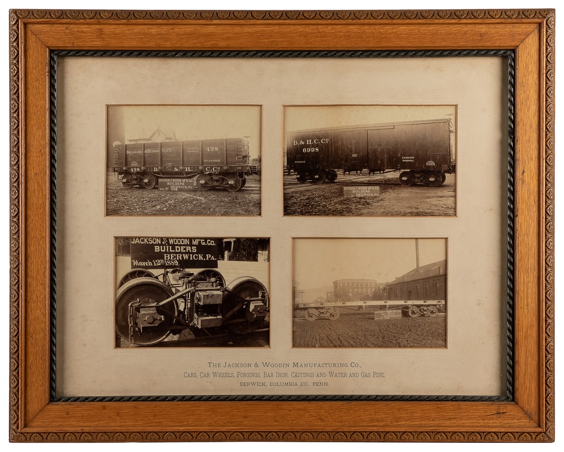 Four Jackson & Woodin Photographs. Berwick, PA: Jackson & W...: Four Jackson & Woodin Photographs. Berwick, PA: Jackson & Woodin Manufacturing Co., 1889. Albumen prints. Group of photographs showcasing four different products manufactured by the company, who made 