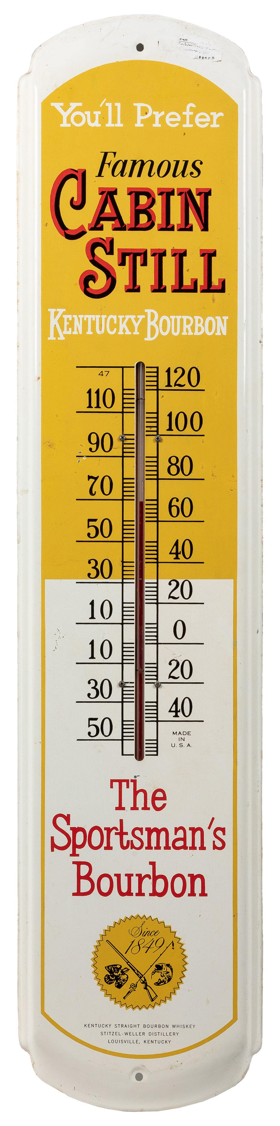 Cabin Still Kentucky Bourbon Tin Thermometer Sign. Louisvil... (1 of 1)