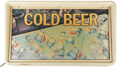Miller High Life Cold Beer Lighted Sign. 1983. 18 x 30 x 3”...