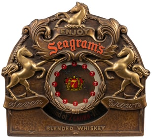 Seagram’s Seven Crown Blended Whiskey Wall Clock. [New York...