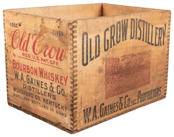 Old Crow Bourbon Whiskey Pre-Prohibition Wooden Crate for 1...