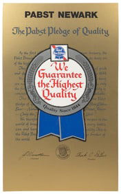 Pabst Blue Ribbon Beer “The Pabst Pledge of Quality” Poster...