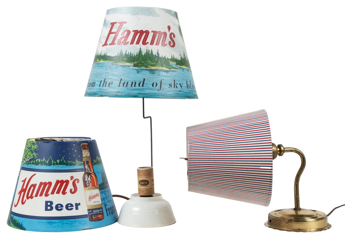 Pair of Hamm’s Beer Lamps with Rotating Lampshades with Per... (1 of 1)