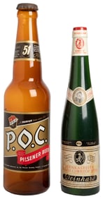 Pair of Alcoholic Beverage Bottle Displays. [V.p., ca. 20th...