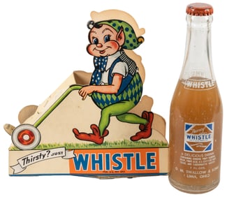 Whistle Soda Bottle with Folded Pictorial Cardboard Display...