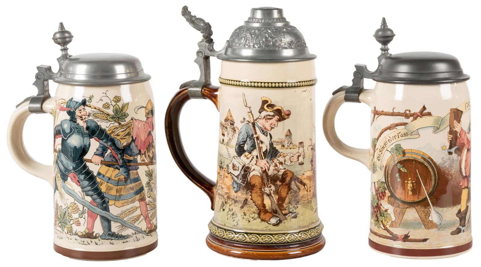 Three Mettlach Steins. Group of three half-liter German cer... (1 of 2)