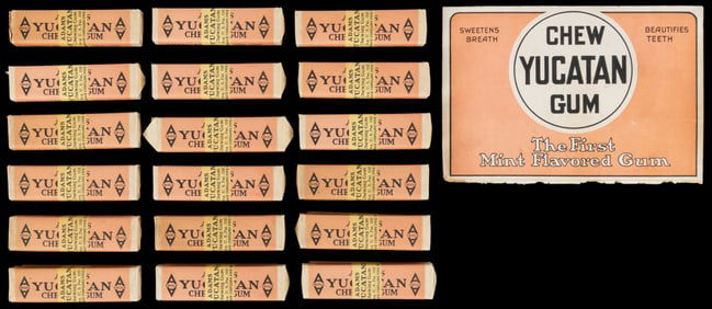 Yucatan Gum Lot with Original Box Panel. Group of 19 five-s...