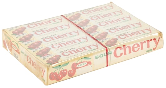 Adams Sour Cherry Gum in Sealed Box. Circa 1960s. Box of 20...