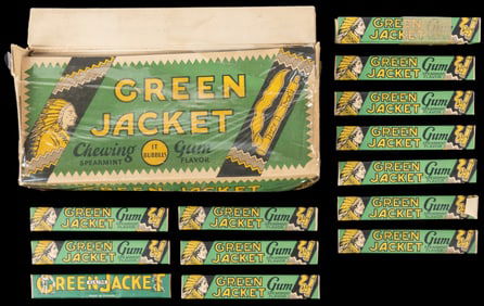 Green Jacket Chewing Gum Lot with Original Box. Seventeen j...
