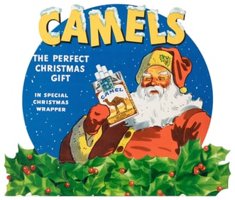 Camel Cigarettes Cardboard Standee with Santa Claus. [Winst...