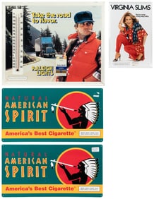 [TOBACCO]. Group of Four Cigarette Advertising Signs. Circa...
