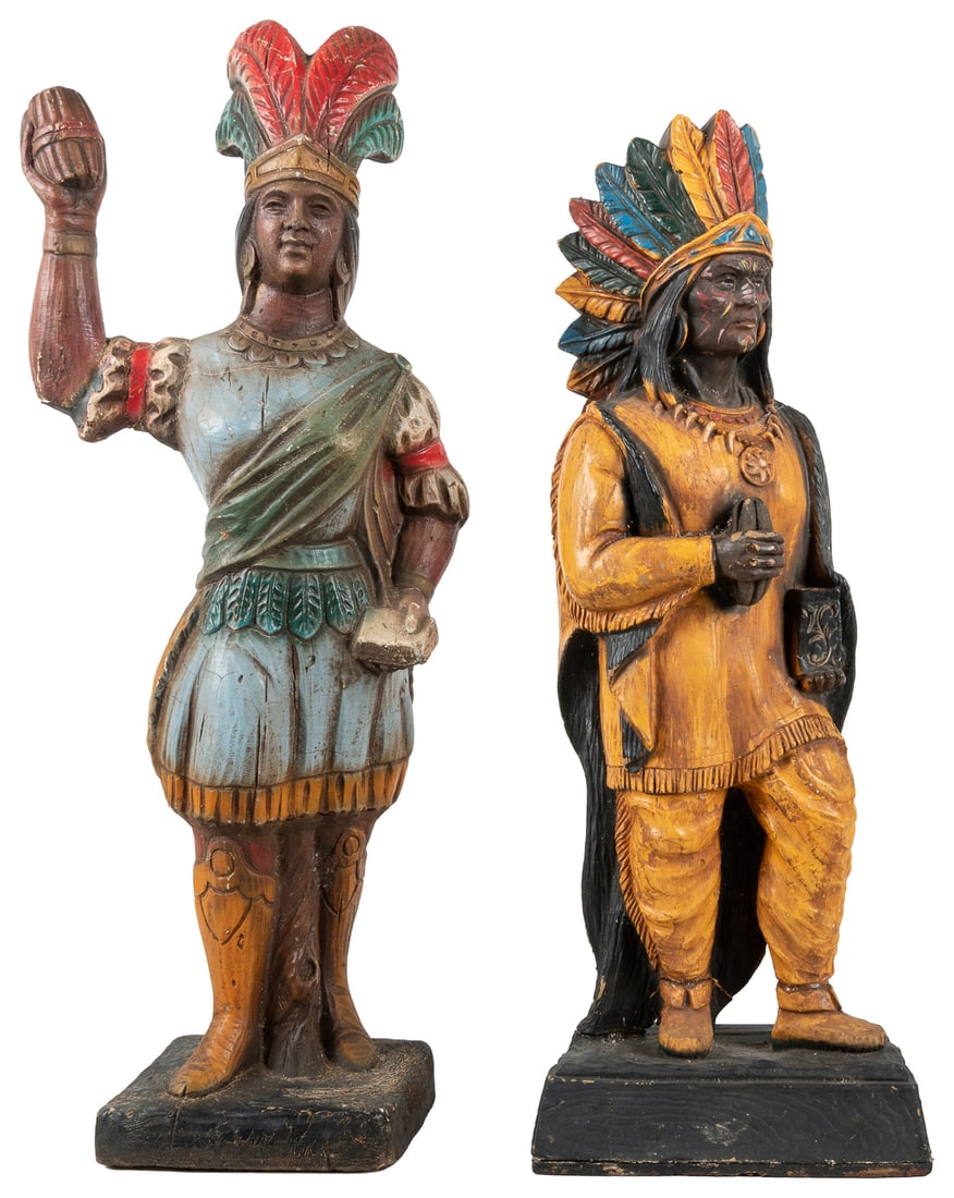 Pair of Cigar Store Indian Figures. Circa 1950s. One marked... (1 of 2)