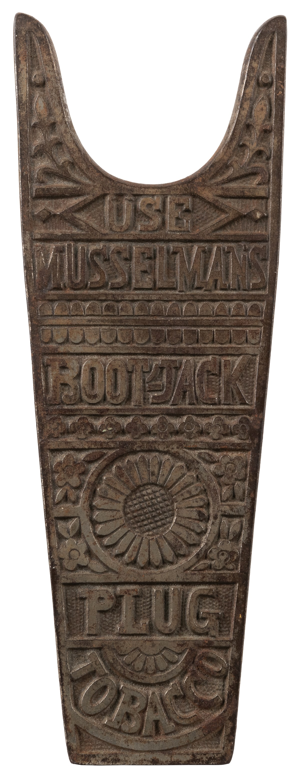 Musselman’s Plug Tobacco Cast Iron Boot-Jack. [Ca. early 20... (1 of 2)