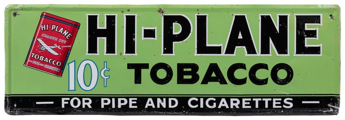 Hi-Plane 10 Cent Tobacco Tin Sign. Single-sided horizontal ...