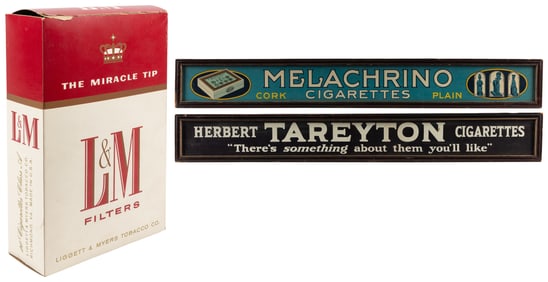 Group of 3 Cigarette Advertising Pieces. Including: an over...