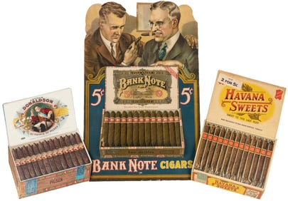 Three Cigar Countertop Advertising Signs. Philadelphia: Ban...