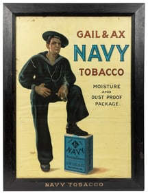 Gail & Ax Navy Tobacco Paper Sign in Original Manufacturer’...