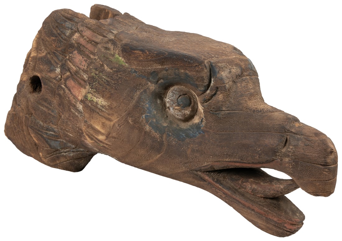 [MASTHEAD]. Hand-Carved, Painted Eagle Head Masthead. [Ca. ... (1 of 3)