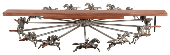 Horse Race Gambling Wheel. Metal wheel with 15 nickel-plate...